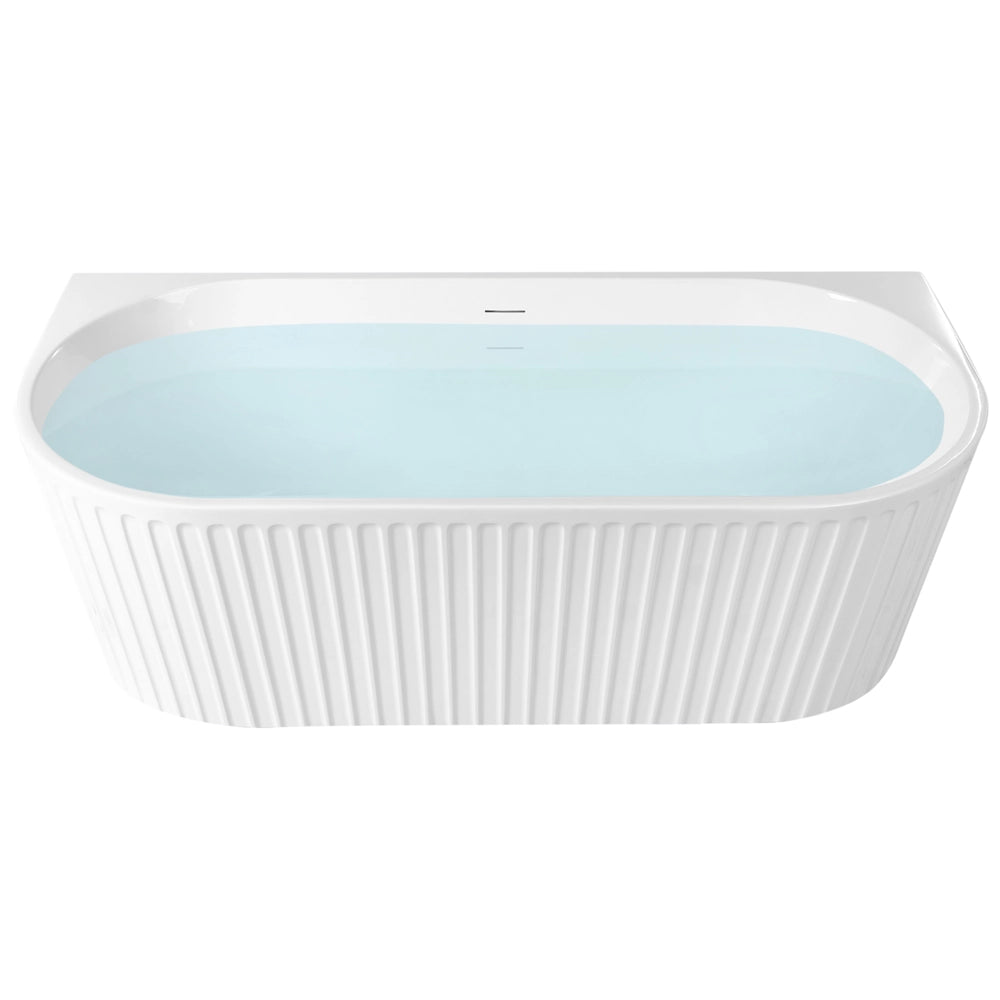 Vasca da bagno ovale moderna 170 x 80 cm Acrilico Finitura scanalata Bagno Bianco opaco