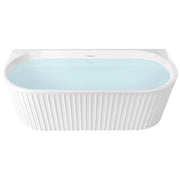 Vasca da bagno ovale moderna 170 x 80 cm Acrilico Finitura scanalata Bagno Bianco opaco