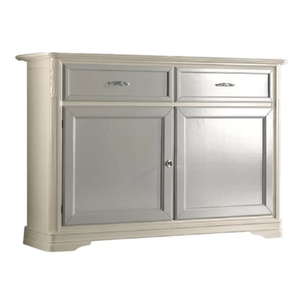 Madia credenza shabby in legno massello 2 porte bianco l.150 p.51 h.105 - Mobili 2G