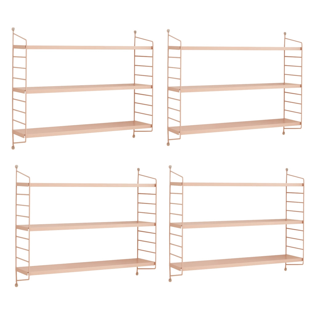 Set di 4 Scaffali da Parete Strängnäs a 3 Ripiani Regolabili  50 x 60 x 15 cm Acciaio Beige Pesca [en.casa]