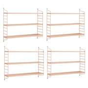 Set di 4 Scaffali da Parete Strängnäs a 3 Ripiani Regolabili  50 x 60 x 15 cm Acciaio Beige Pesca [en.casa]