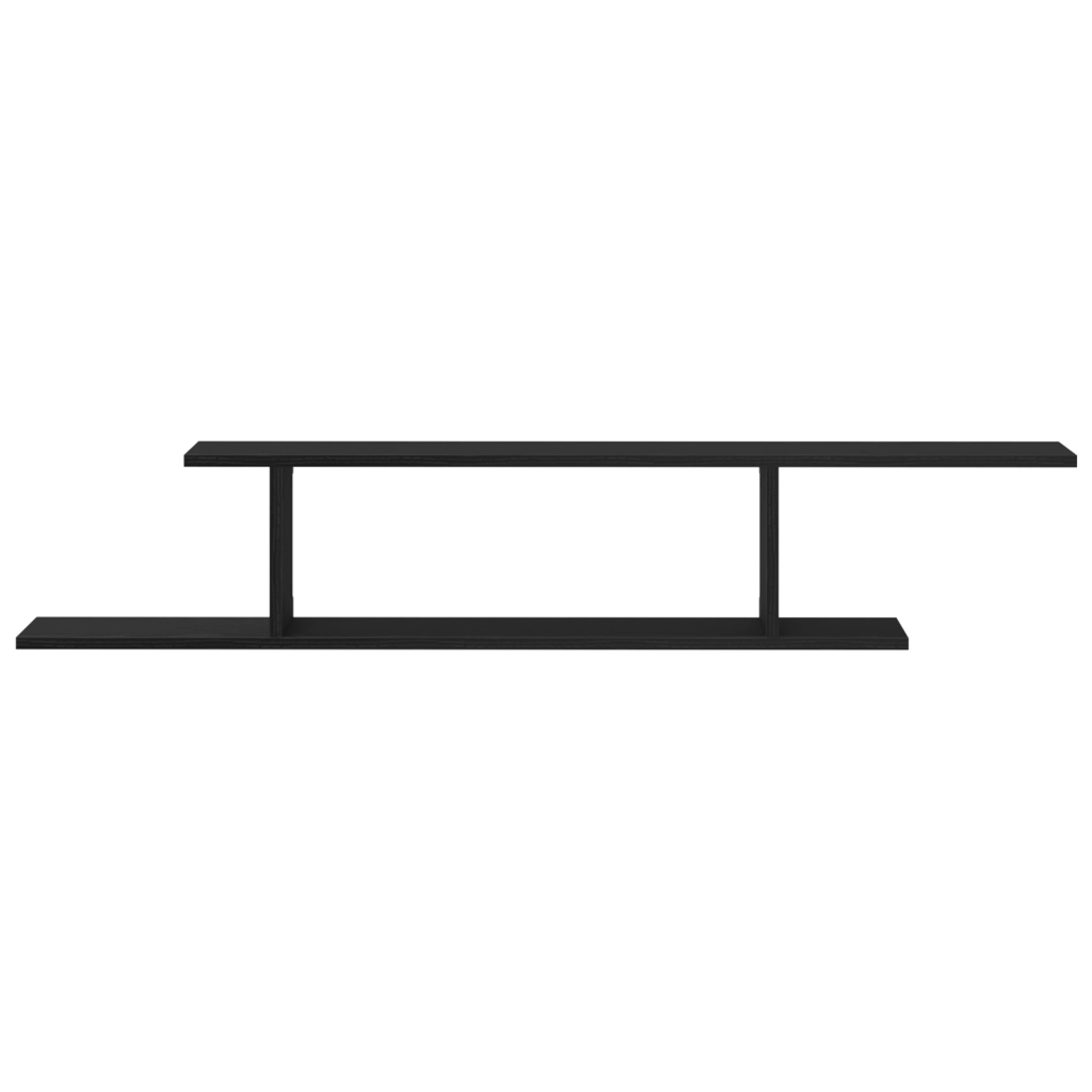 Mensola TV da parete  nera in rovere 125x18x23 cm in legno ingegnerizzato