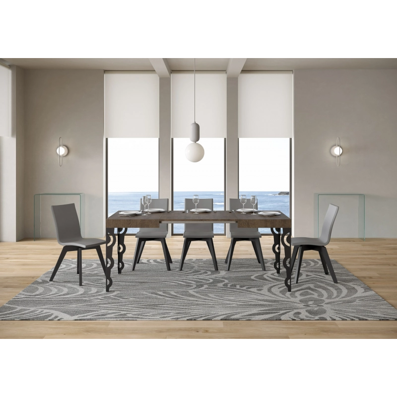 Tavolo allungabile 70x110/194 cm Karamay telaio Antracite - Noce