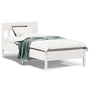 Giroletto con Testiera Bianco 90x190 cm Legno Massello di Pinocod mxl 110849
