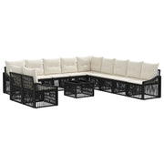 Set Divano da Giardino 12 pcs Nero polyrattan