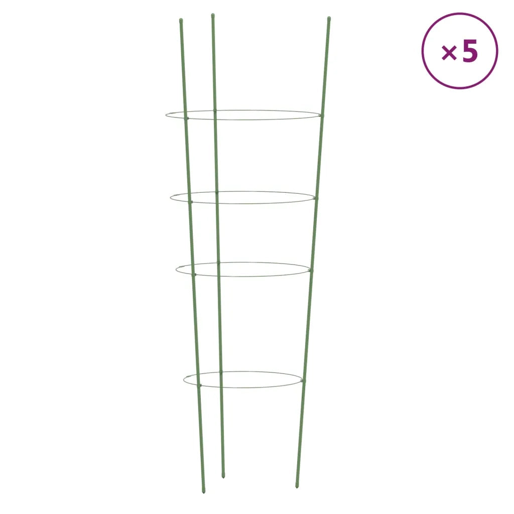 Supporti Piante da Giardino con 4 Anelli 5 pz Verde 90cm Acciaio CFW7116453