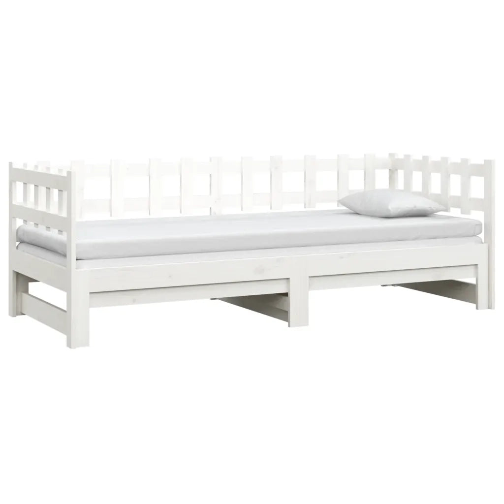 Dormeuse Estraibile Bianca 2x(90x190) cm Legno Massello di Pino cod mxl 31933