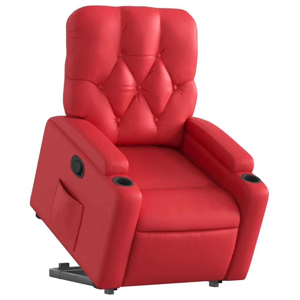 Poltrona Alzapersona Reclinabile Rosso in Similpelle