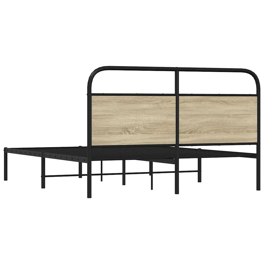 Letto matrimoniale | Letto per adulti | Giroletto senza Materasso Rovere Sonoma 150x200cm in Truciolato