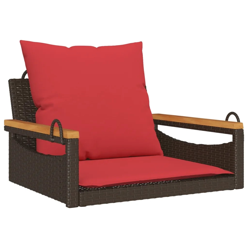 Panchina Dondolo con Cuscini Marrone 63x62x40 cm in Polyrattan