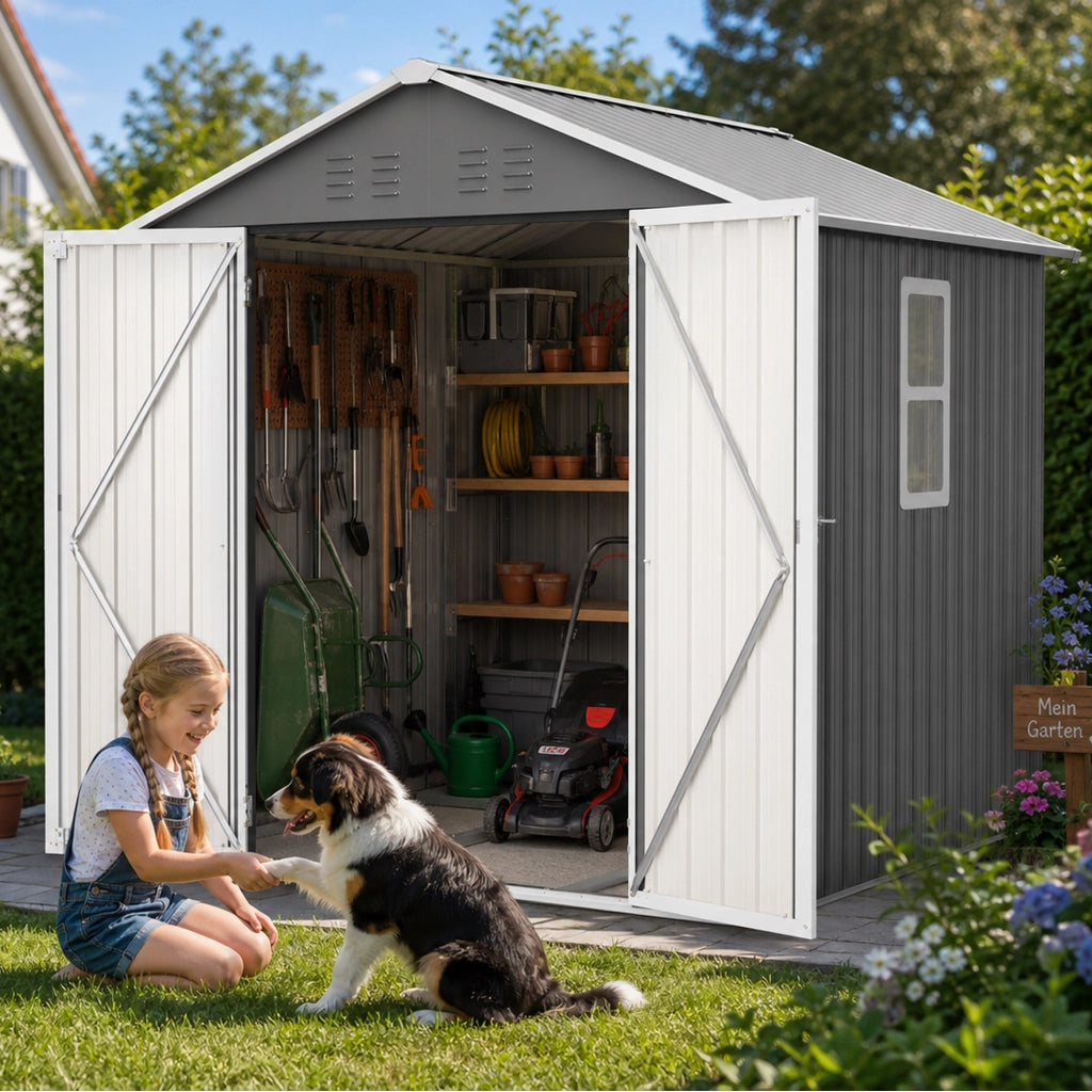 Casetta da Giardino 185x182x191 cm in Metallo Grigio - Resistente alle intemperie