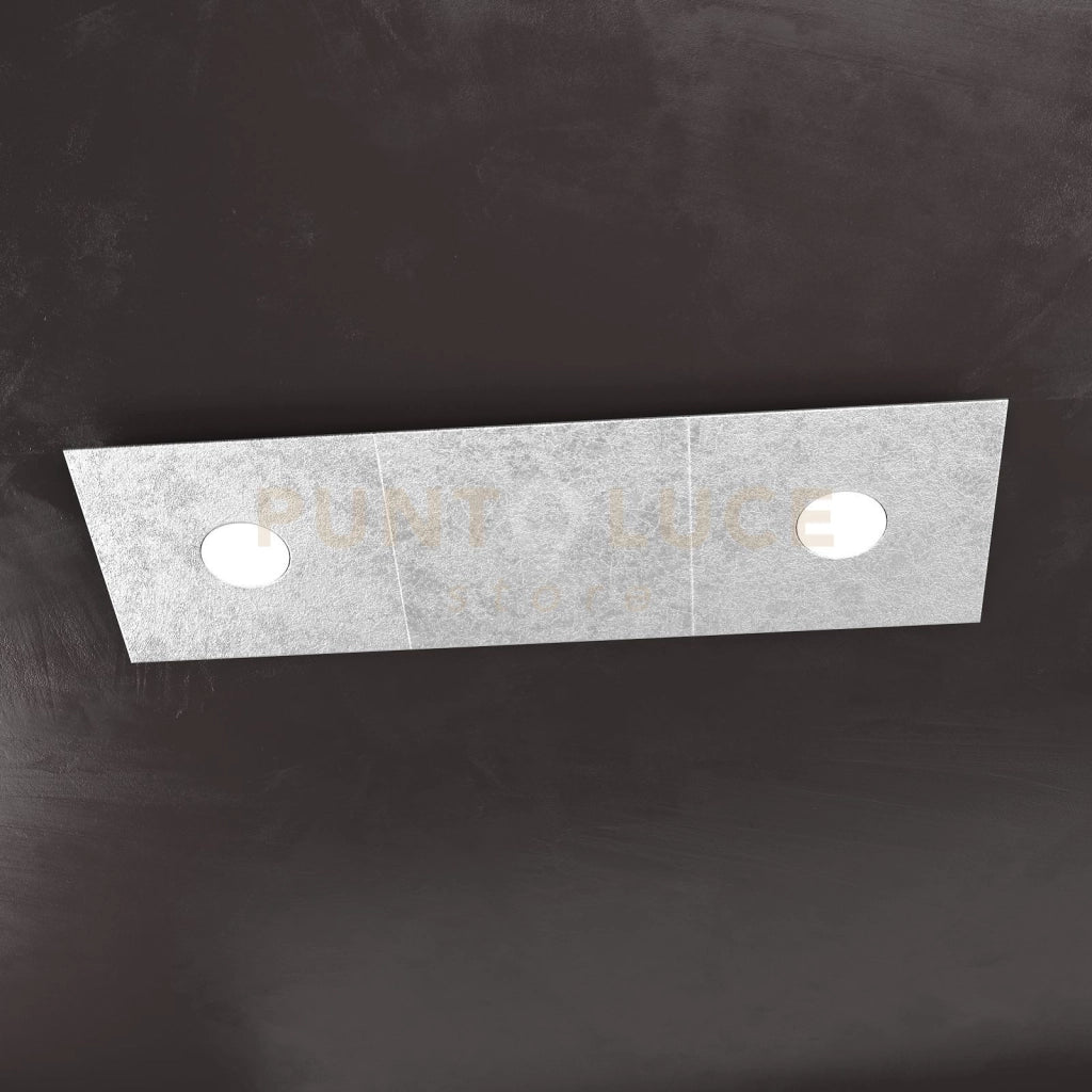ECCENTRIC APPLIQUE-PLAFONIERA 2 LUCI + 1 DECORATIVO FOGLIA ARGENTO 1156-2L1D-FA