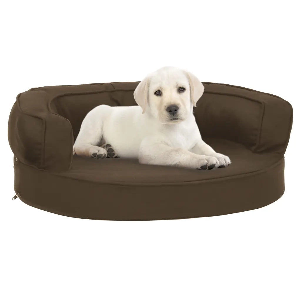 Materasso Ergonomico per Cani 60x42 cm Effetto Lino Marrone 171301