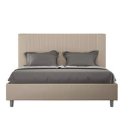 Letto matrimoniale king size con rete imbottito 170x210 similpelle tortora Goya