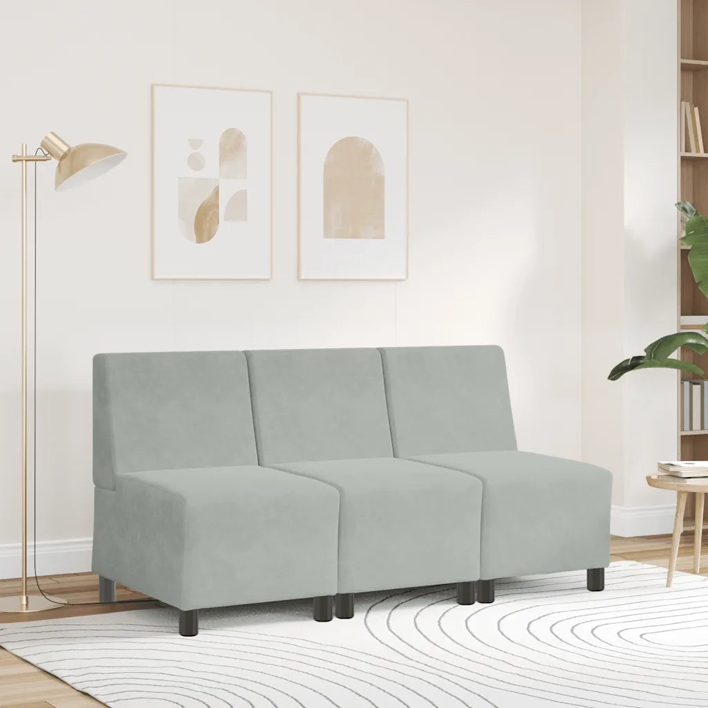vidaXL Divano componibile senza braccioli grigio chiaro 55 cm in velluto