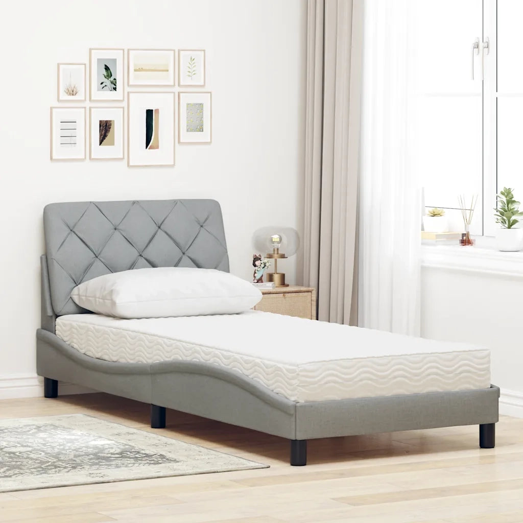 Letto con Materasso Grigio Chiaro 80x200 cm in Tessuto 3310699