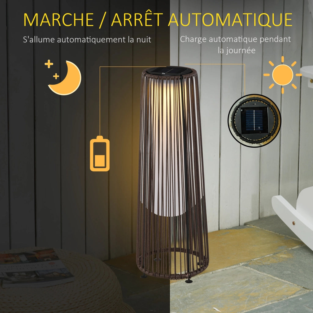Lampada da giardino LED ¨C zephmum ¨C resina intrecciata colore marrone ?21.5x61cm