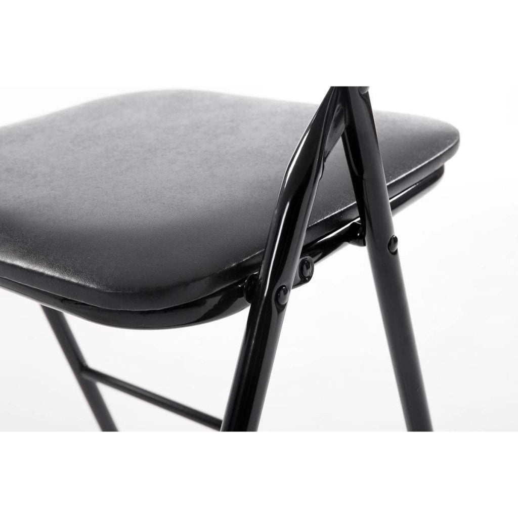 Set da 6 Sedia Pieghevole Slim Opaca in Metallo Sedie Salvaspazio per Ufficio Casa Campeggio Salotto Cucina In Ecopelle con Comoda Seduta Imbottita 78 x 44 x 44 cm (Nero)
