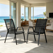 SEDIA da giardino impilabile con schienale alto 55x92x65 cm grigio scuro Set da 2 pezzi