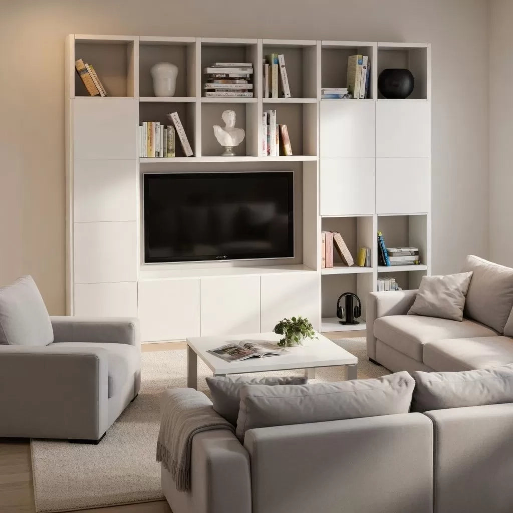 Parete attrezzata moderna frassino bianco  l261 p30 h218 - Mobili 2G