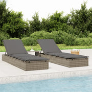 Lettino Prendisole 1 pz con Tavolino Grigio in Polyrattan 319633