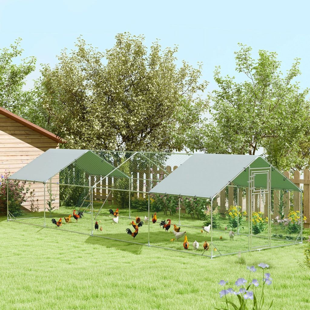 Pollaio per galline con recinto esterno, rete metallica e piano UV ¨C zephmum ¨C per 24-30 galline