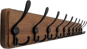 Hanger a muro, hanger a muro, 97 cm, robusto chiodo a muro con 10 ganci a tre punte, ganci per abiti, capi d'abbigliamento, cappelli, cappotti, sciarpe, naturale