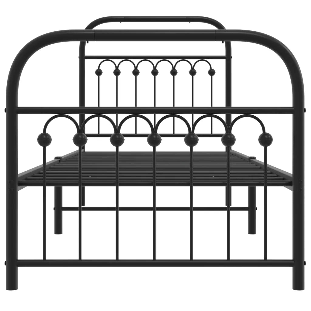 Giroletto con Testiera e Pediera Metallo Nero 75x190 cm