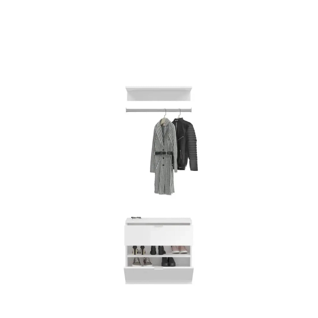 Armadio con 8 ante, 4 specchi, 2 cassetti e un guardaroba - Bianco e rovere - BODITE