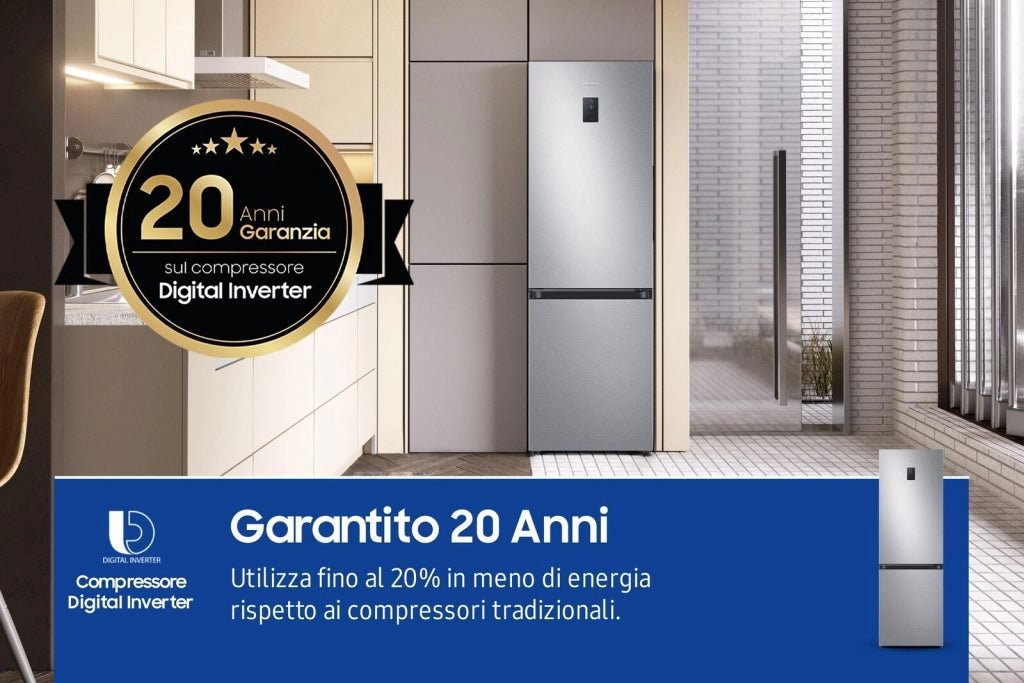 Samsung RB34C672DSA Frigorifero Combinato EcoFlex No Frost AI 185 cm 344 Litri All Around Cooling Classe D Inox