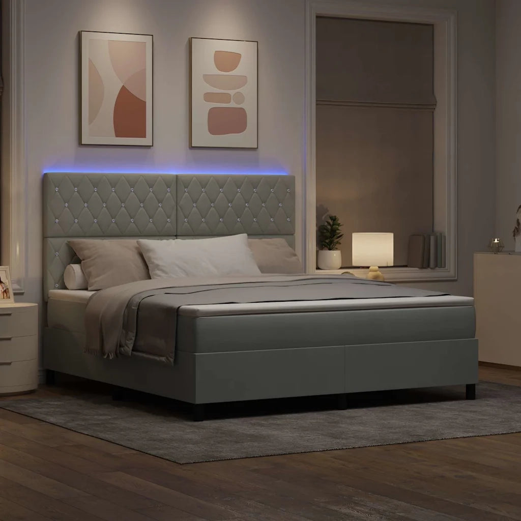 Letto a Sorgente LED Grigio chiaro 180 x 200 cm Velluto 3343262