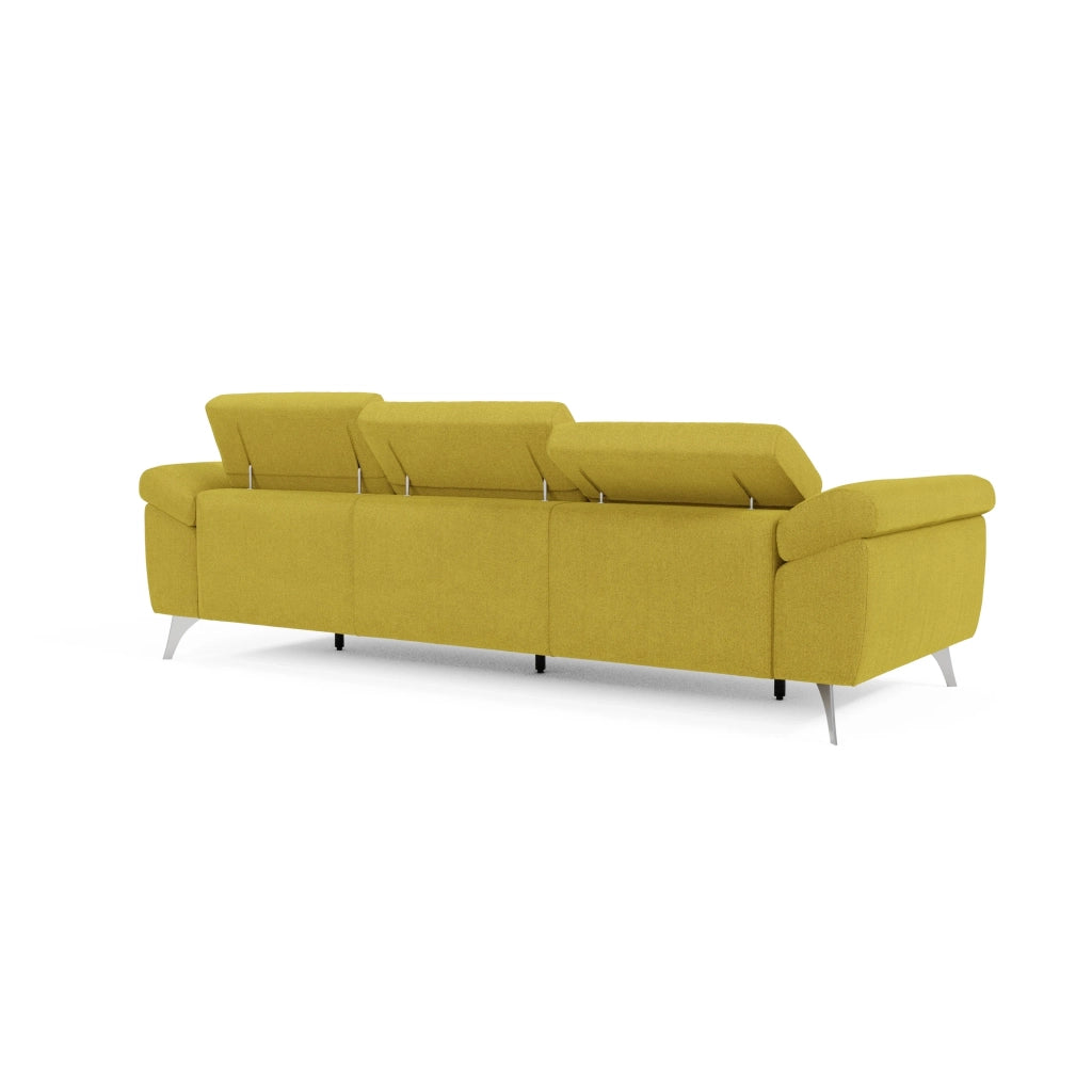 Donatello Divano con 3 sedute allungabili braccioli contenitore e poggiatesta reclinabili in tessuto smacchiabile T23 265 cm giallo sole