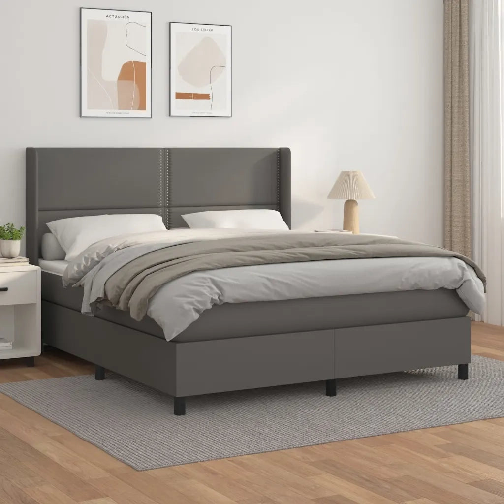 Giroletto a Molle con Materasso Grgio 180x200 cm in Similpellecod mxl 74698
