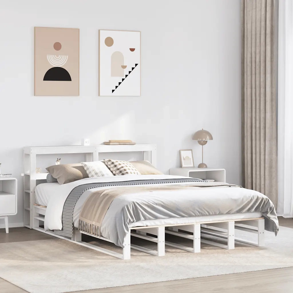 vidaXL Giroletto con Testiera Bianco 150x200 cm Legno Massello di Pino