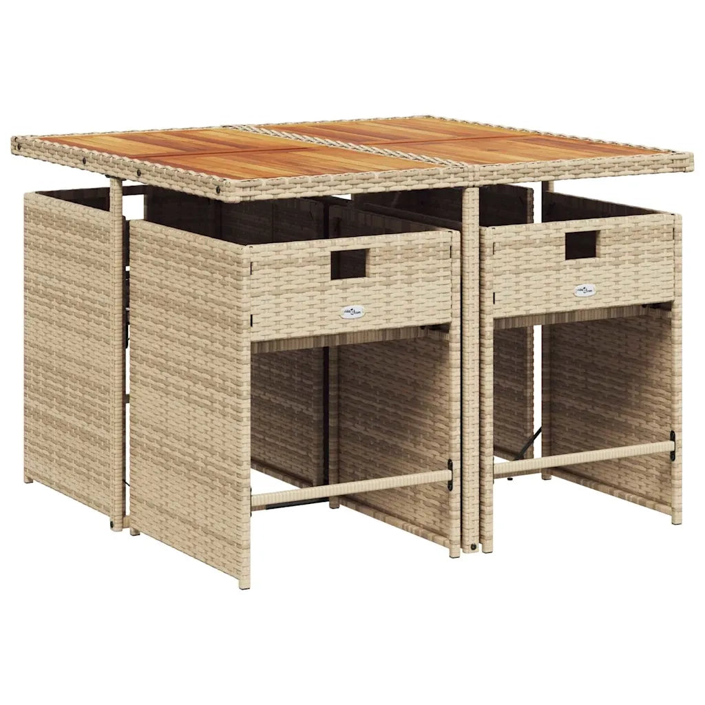 Set da Pranzo da Giardino 5 pz con Cuscini Beige in Polyrattan 3211084