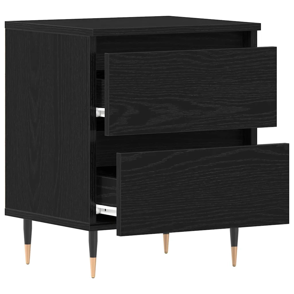 Comodino | Armadio da Notte | Mobiletto da notte Rovere Nero 40 x 35 x 50 cm Legno multistrato