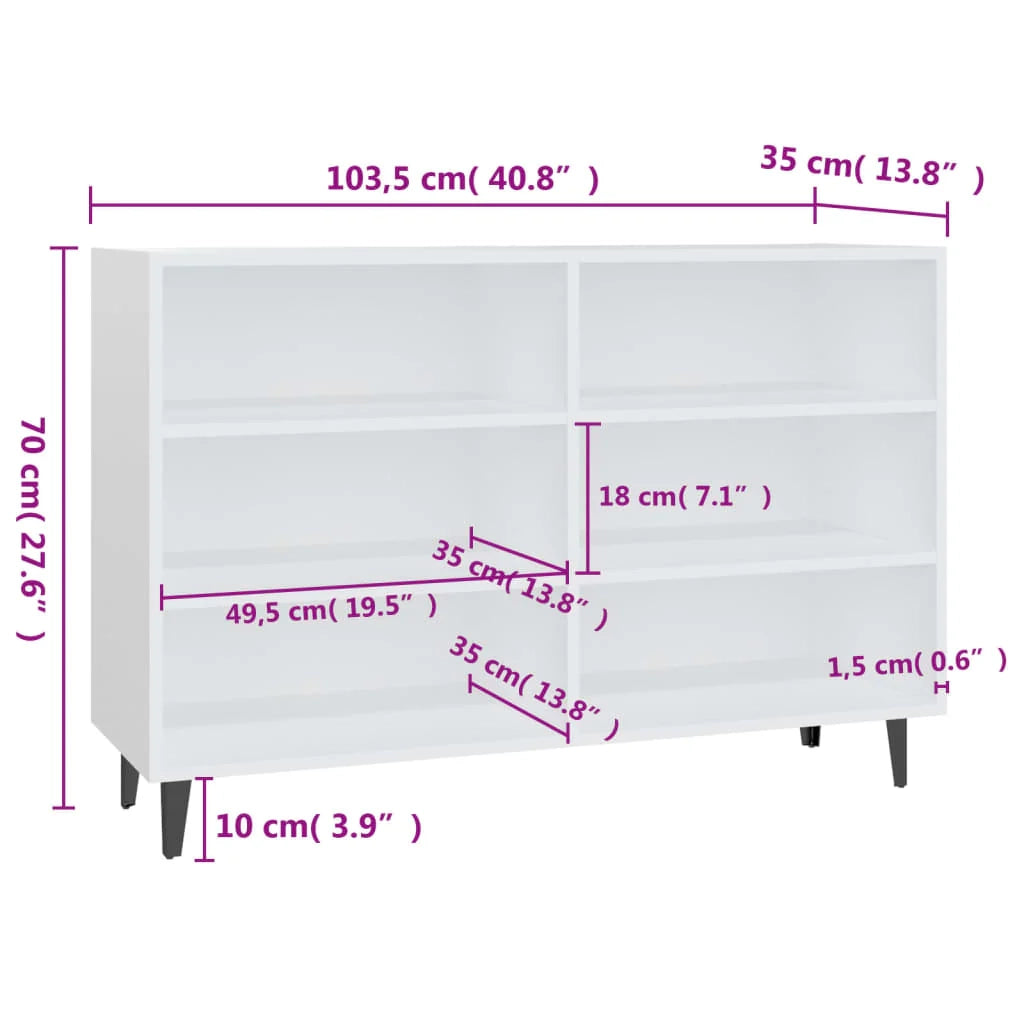 Buffet credenza cassettiera armadio mobile contenitore organizer per cucina soggiorno salotto 103,5 x 35 x 70 cm legno ingegnerizzato bianco 02_0030179
