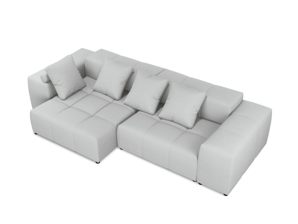 Cosmopolitan Design - Divano angolare modulare reversibile "Rome" 4 posti in tessuto strutturato grigio chiaro 
