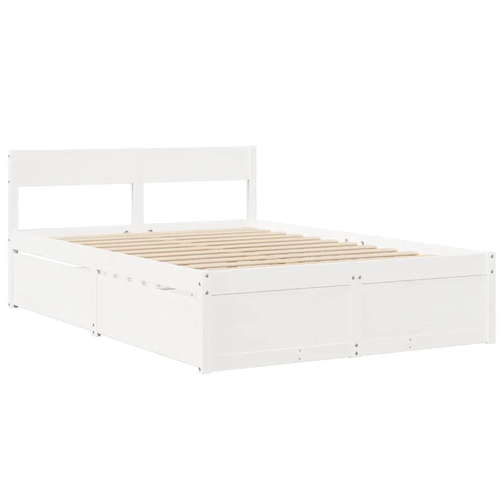 Letto matrimoniale | Letto per adulti | Letto senza Materasso Bianco 120x190 cm Legno Massello di Pino