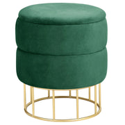 Pouf a scomparto rotonda in velluto trapuntato AKORD ELZA colore Verde bottiglia