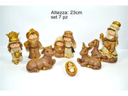 Decorazione Natale Presepe Natività Abiti Glitterati Oro 7 Pezzi 23 cm