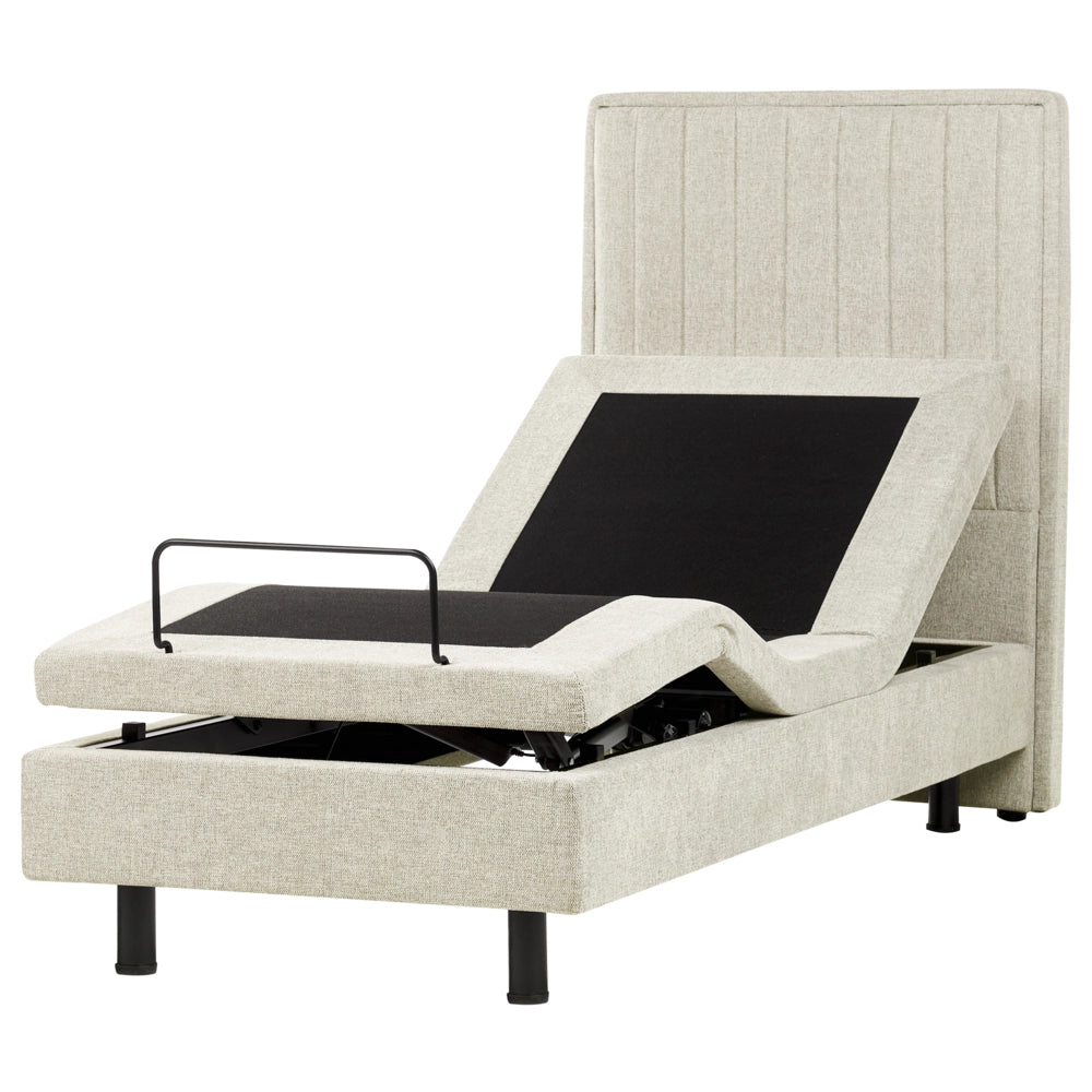 Letto Tessuto Beige chiaro Elettrico Regolabile con Telecomando 80 x 200 cm