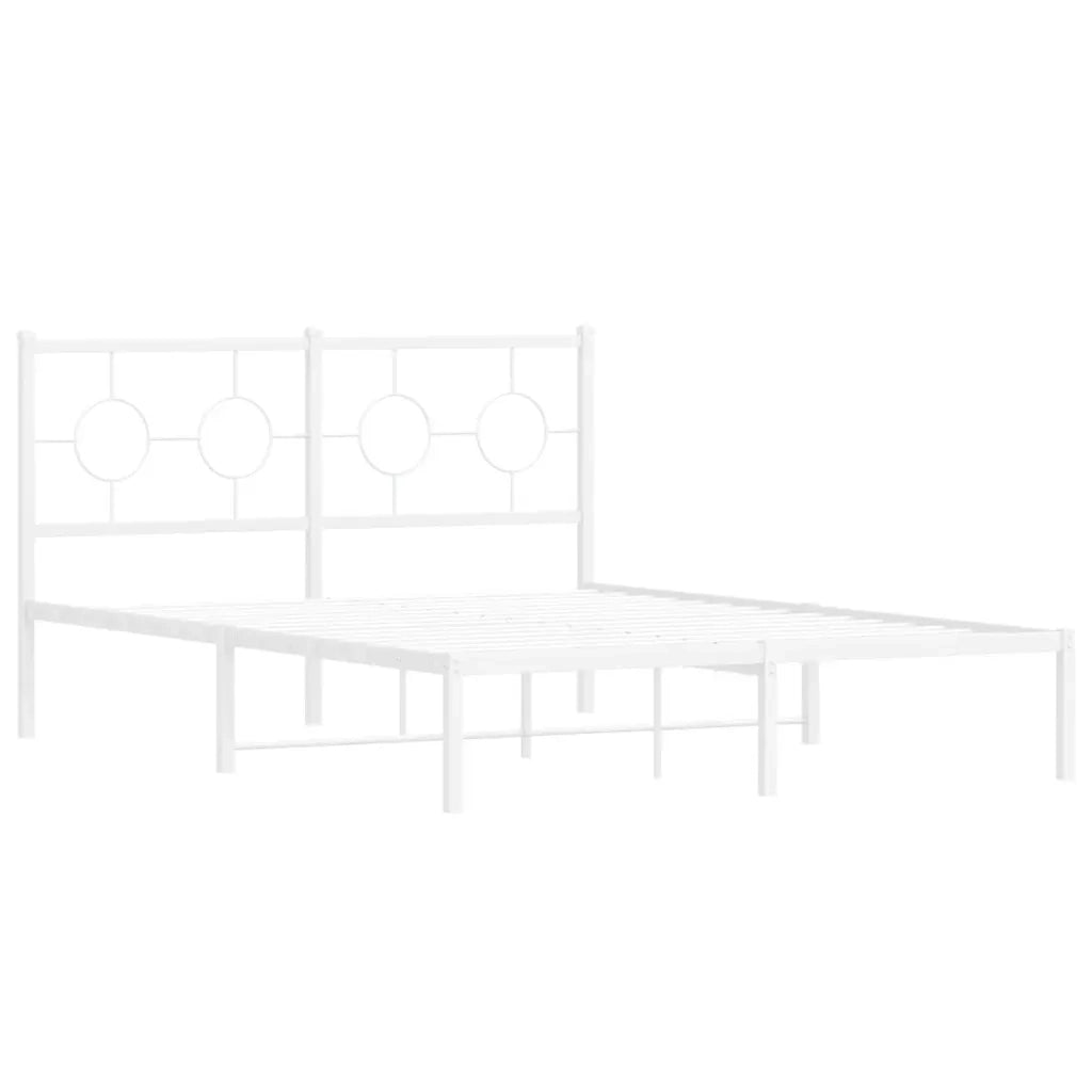 Giroletto con Testiera Metallo Bianco 135x190 cm 376274