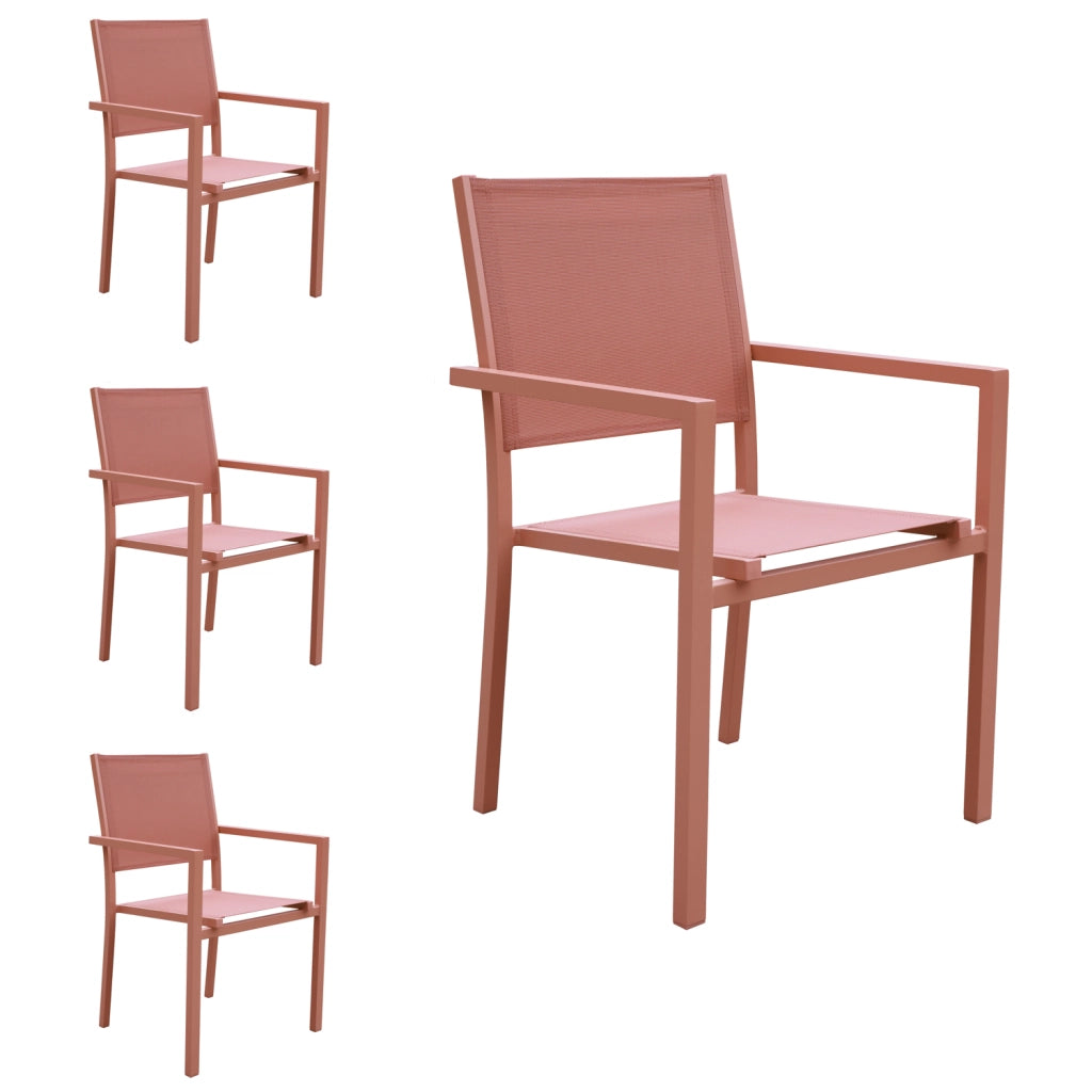 Set di 4 sedie in alluminio terracotta - textilène terracotta
