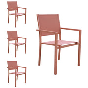 Set di 4 sedie in alluminio terracotta - textilène terracotta