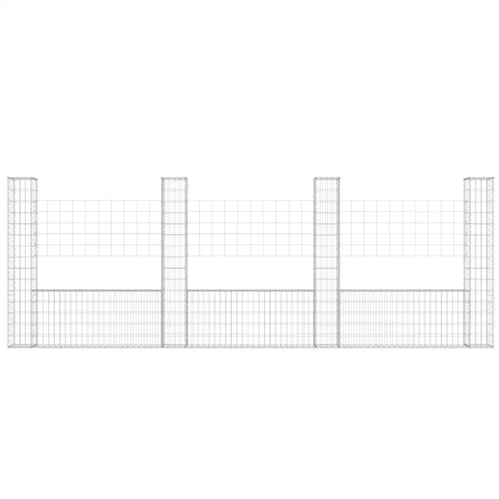 Cesto Gabbione a U con 4 Pali in Ferro 380x20x150 cm cod mxl 17469