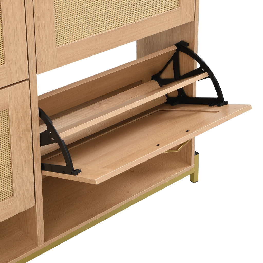 Scarpiera in Legno con Ante in Rattan e Ripiani ¨C Xylo ¨C 4 Ante, Metallo