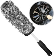 Set di Spazzole per Ruote Microfibra - Manico Lungo - Pulizia senza Ruggine - Soffice e Assorbente - 43cm - Per Auto/Moto - Spazzola per Auto