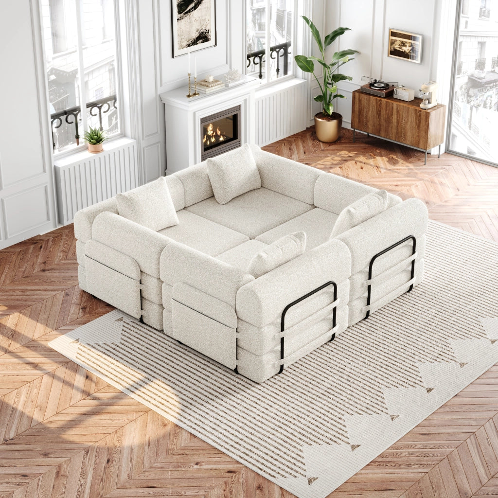Divano Letto 2 in 1 con Contenitore in Bracciolo ¨C Xylo ¨C Chenille, Struttura in Metallo