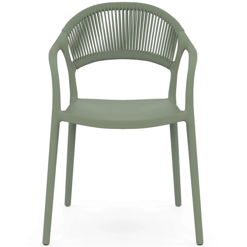 IDMarket - Set di 4 sedie da giardino impilabili ODELIA in polipropilene e cordame verde